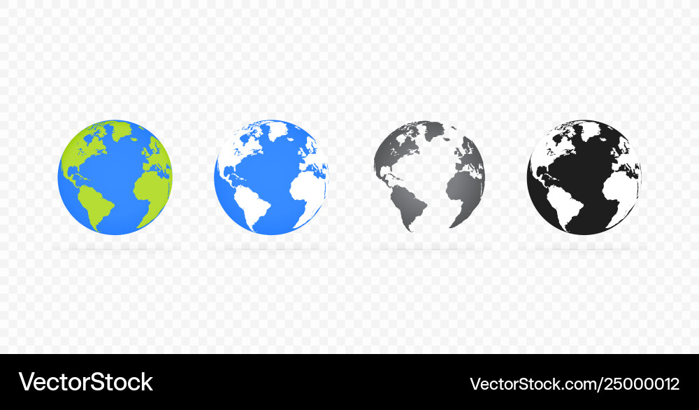 Globes set collection on transparent background