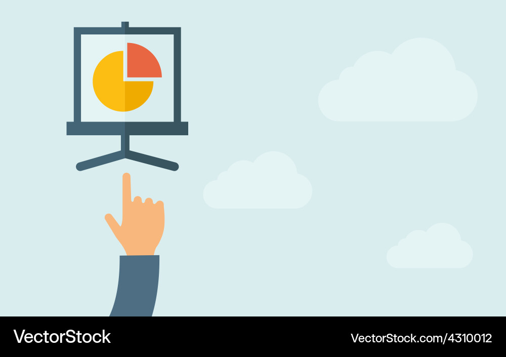 Hand pointing to pie chart vector image