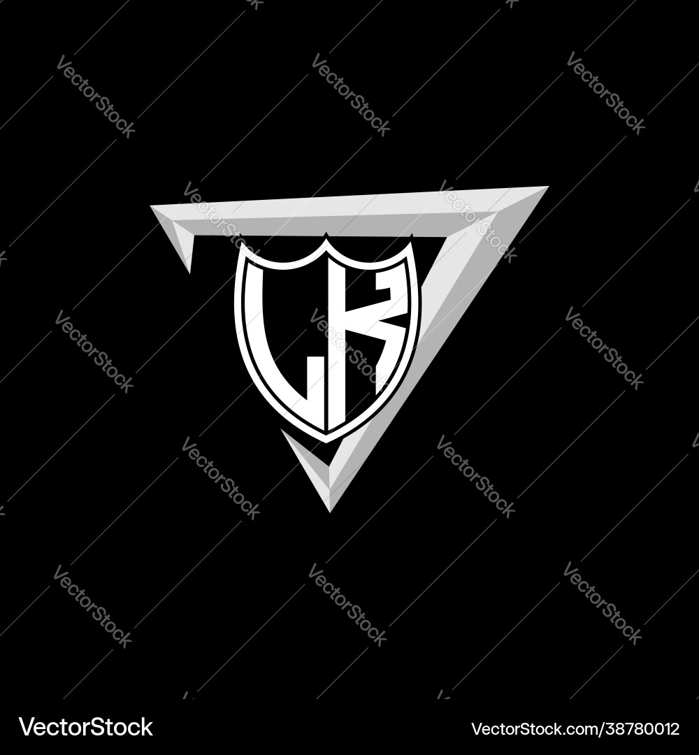 Initial letter l k shield shape with triangular Vector Image