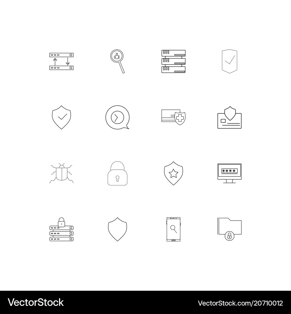 Internet security simple linear icons set vector image