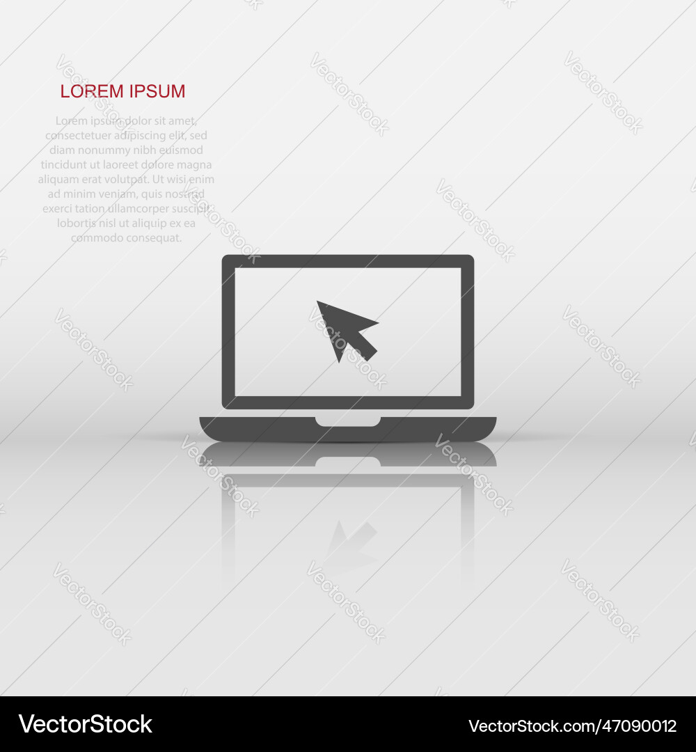 Laptop notebook with mouse cursor icon in flat Laptop notebook with mouse cursor icon in flat vector image