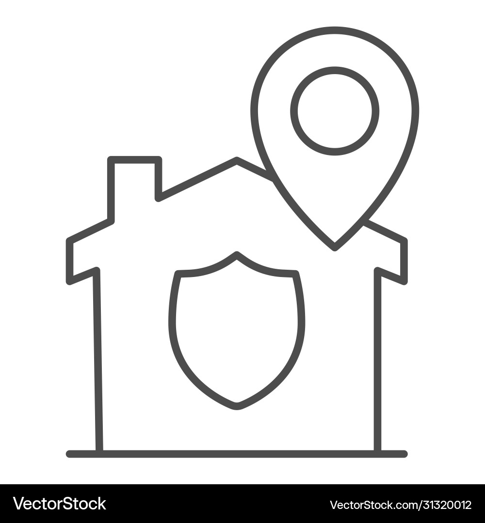 Location pointer and building with protect emblem Location pointer and building with protect emblem vector image