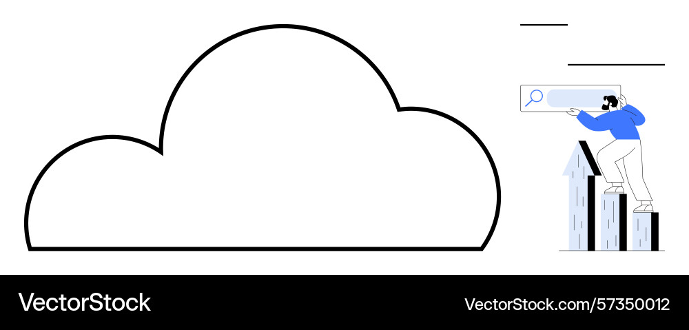 Man searching for data on cloud platform Man searching for data on cloud platform vector image