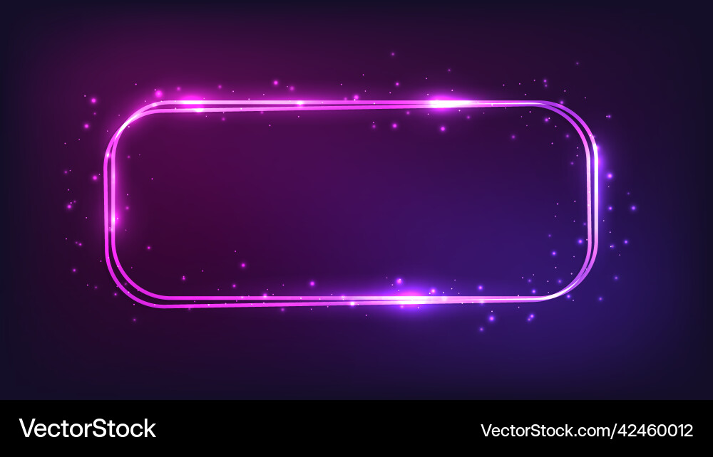 Neon double rounded rectangular frame Neon double rounded rectangular frame Vector Image