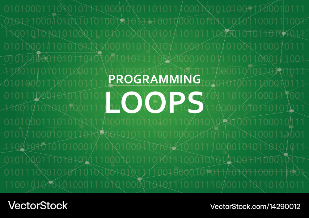 Programming loops concept white text Royalty Free Vector