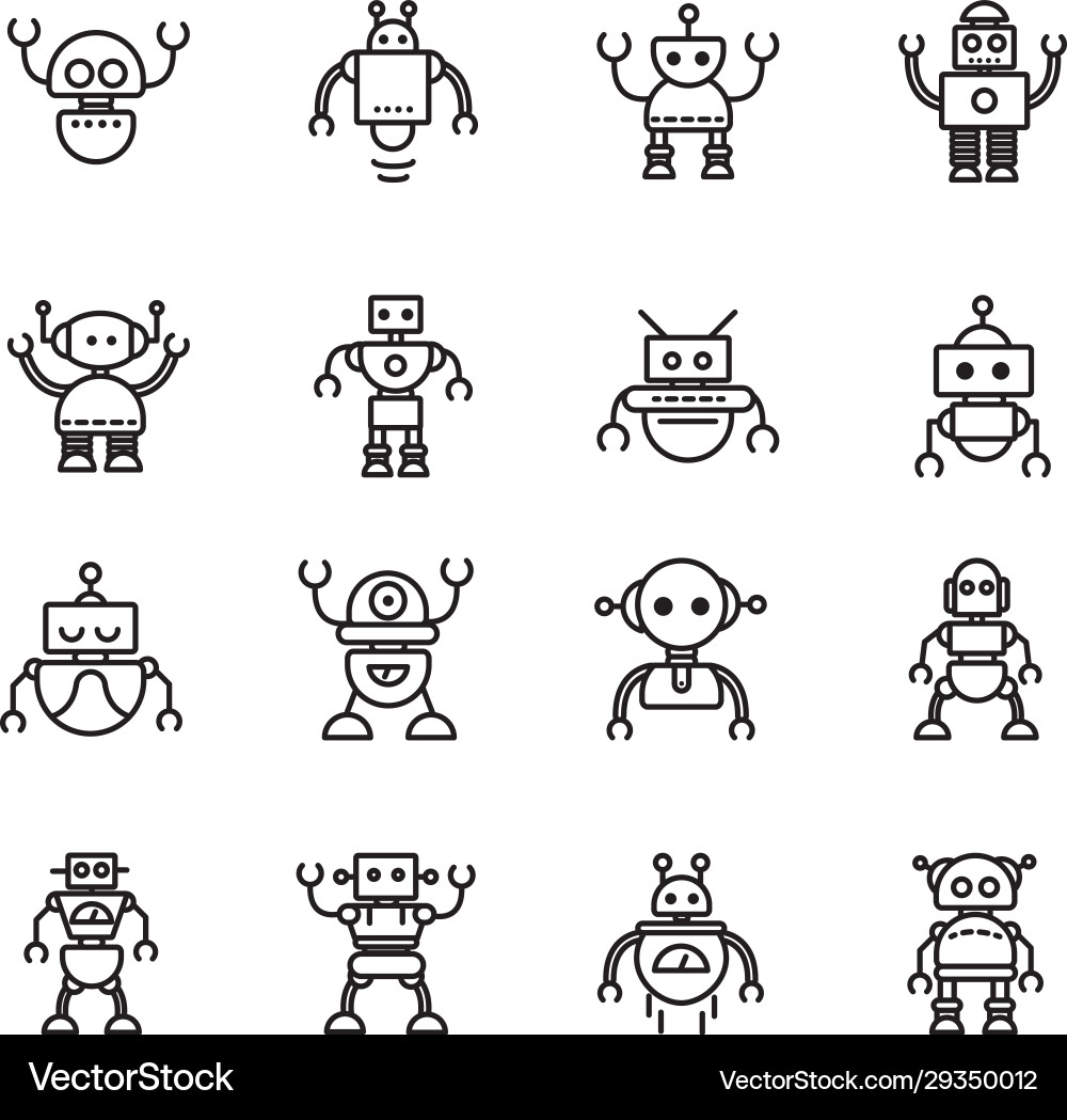 Robot technology character artificial machine vector image