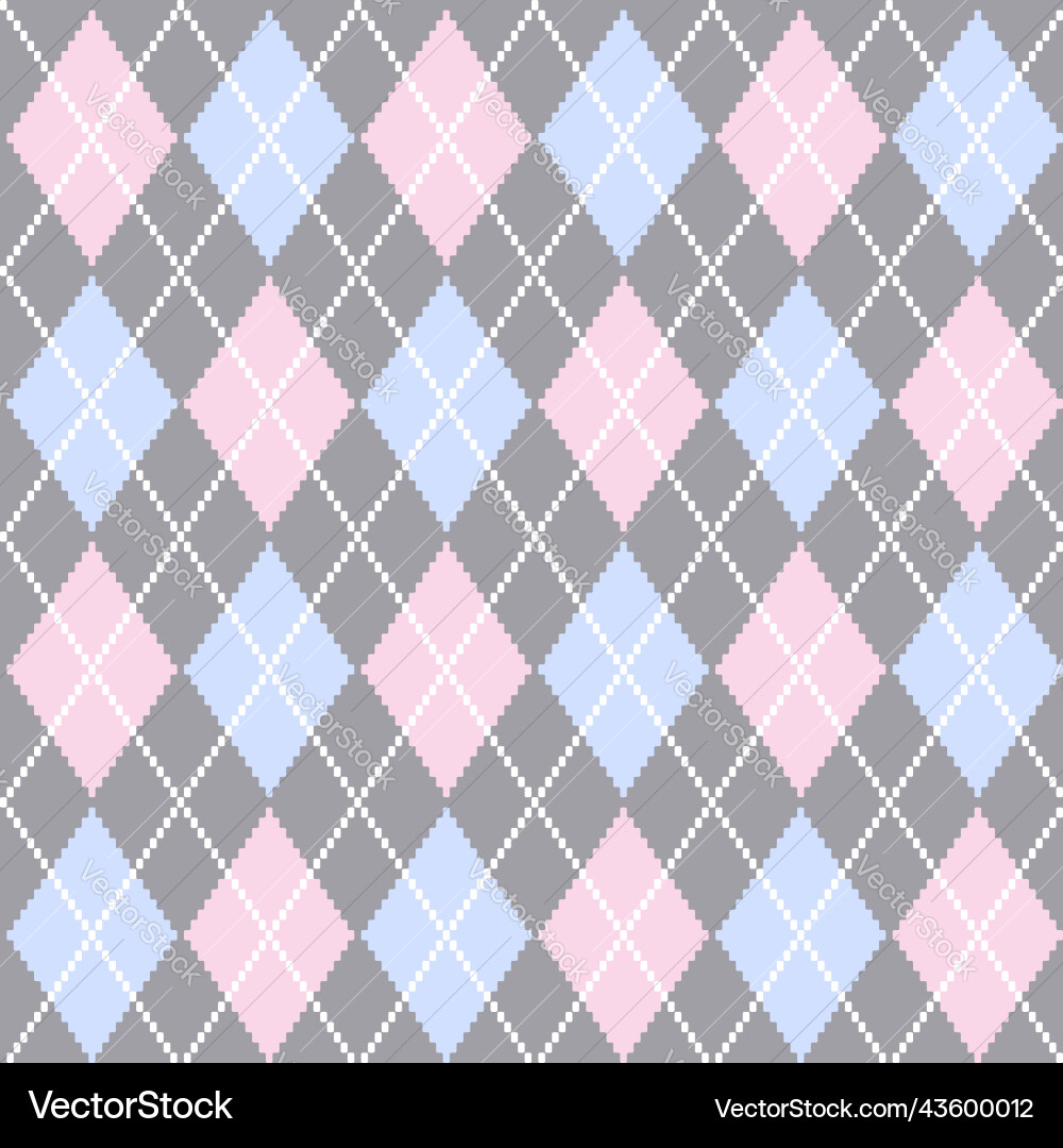 Seamless argyle check pattern in pink and gray Seamless argyle check pattern in pink and gray vector image