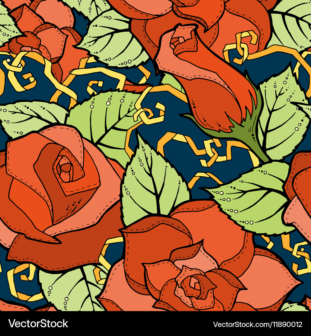 Seamless colorful pattern with stylized red Vector Image