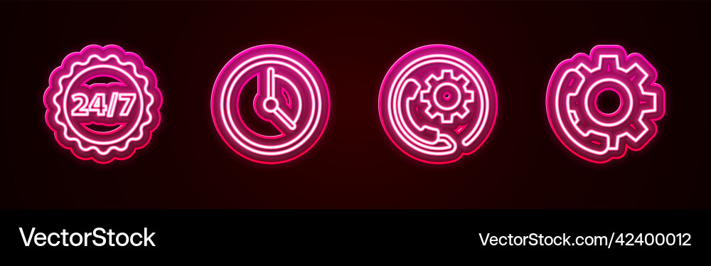 Set line clock 24 hours time management Set line clock 24 hours time management Vector Image