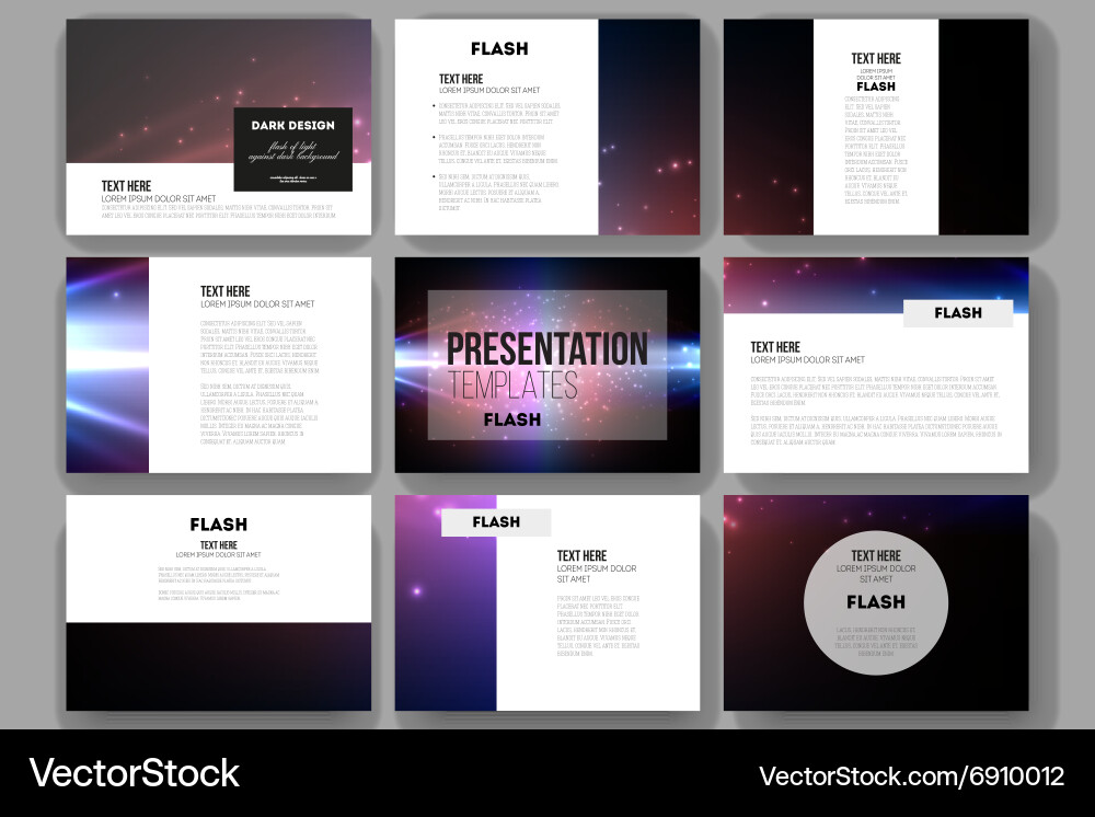 Set of 9 templates for presentation slides vector image