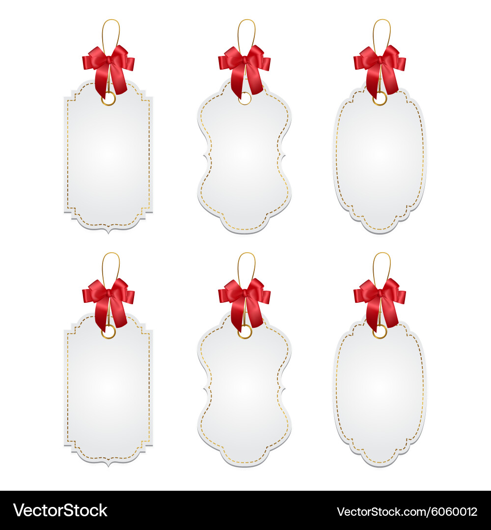 Set of elegant tags with red bows vector image