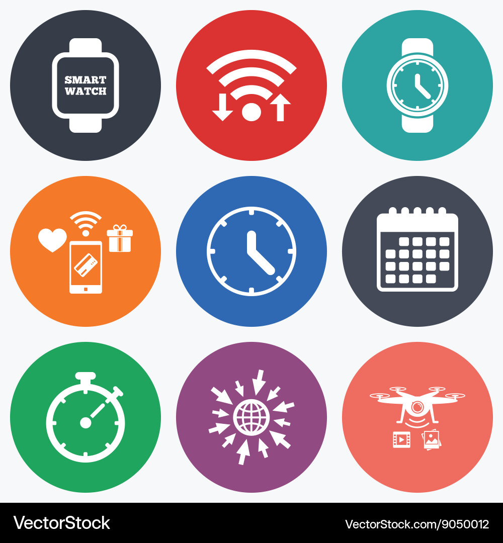 Smart watch mechanical clock time and timer vector image