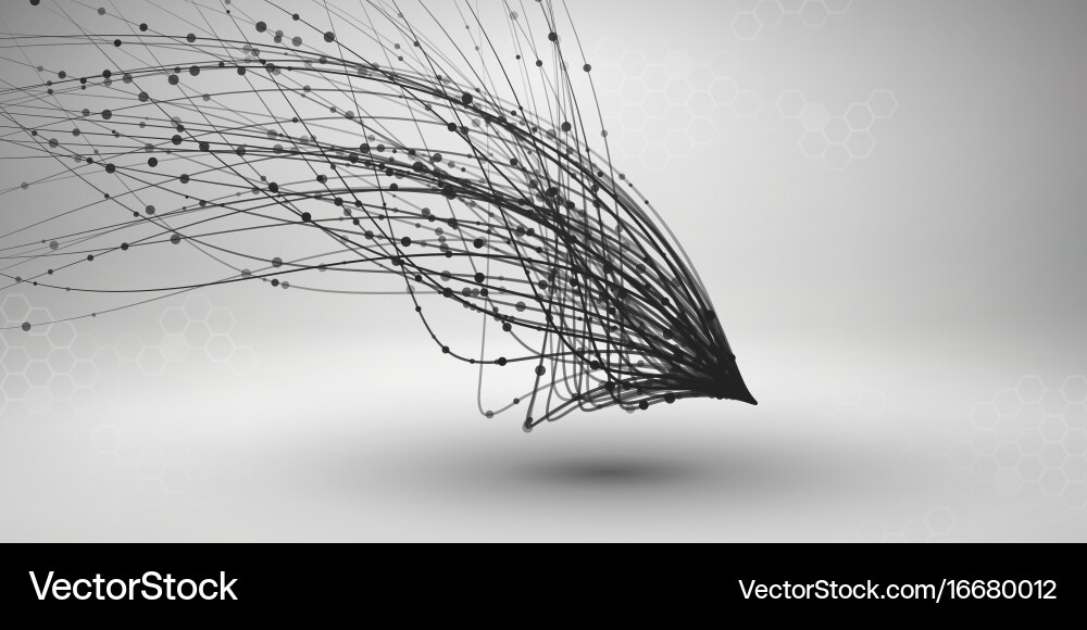 Wave swirl with connected line and dots wired vector image