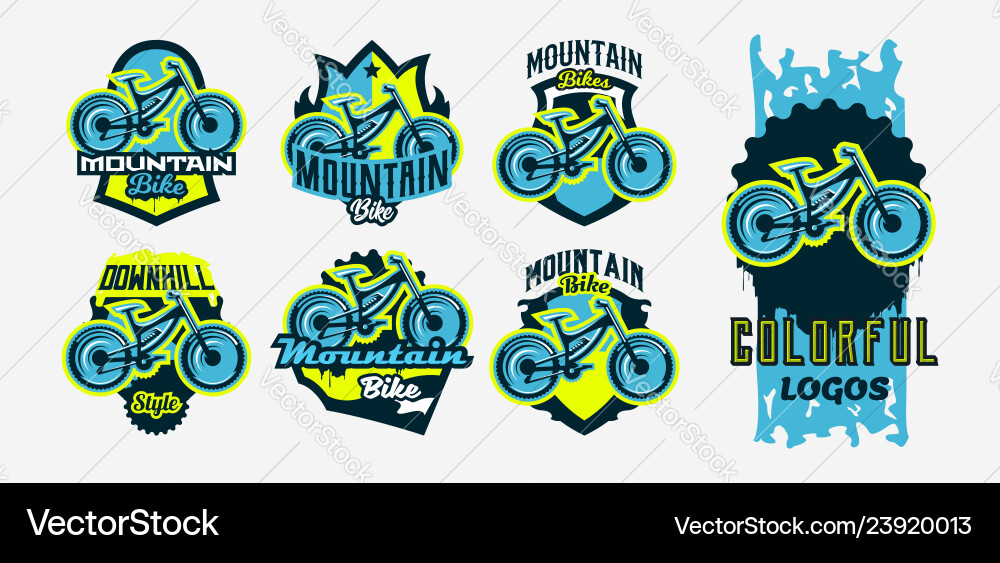 A colorful collection of logos emblems mountain A colorful collection of logos emblems mountain vector image