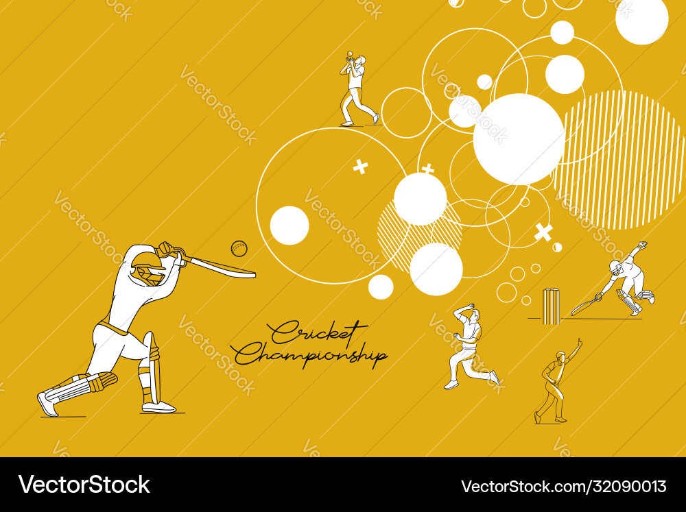 Abstract colorful pattern with batsman and bowler vector image