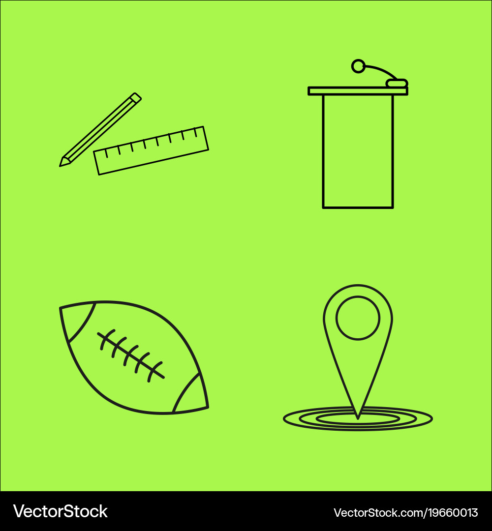 Basic content simple linear outline icon set vector image
