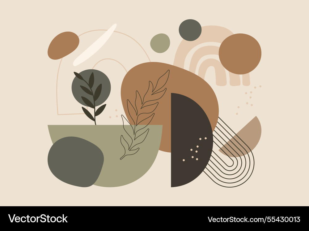 Boho style composition with abstract shapes vector image