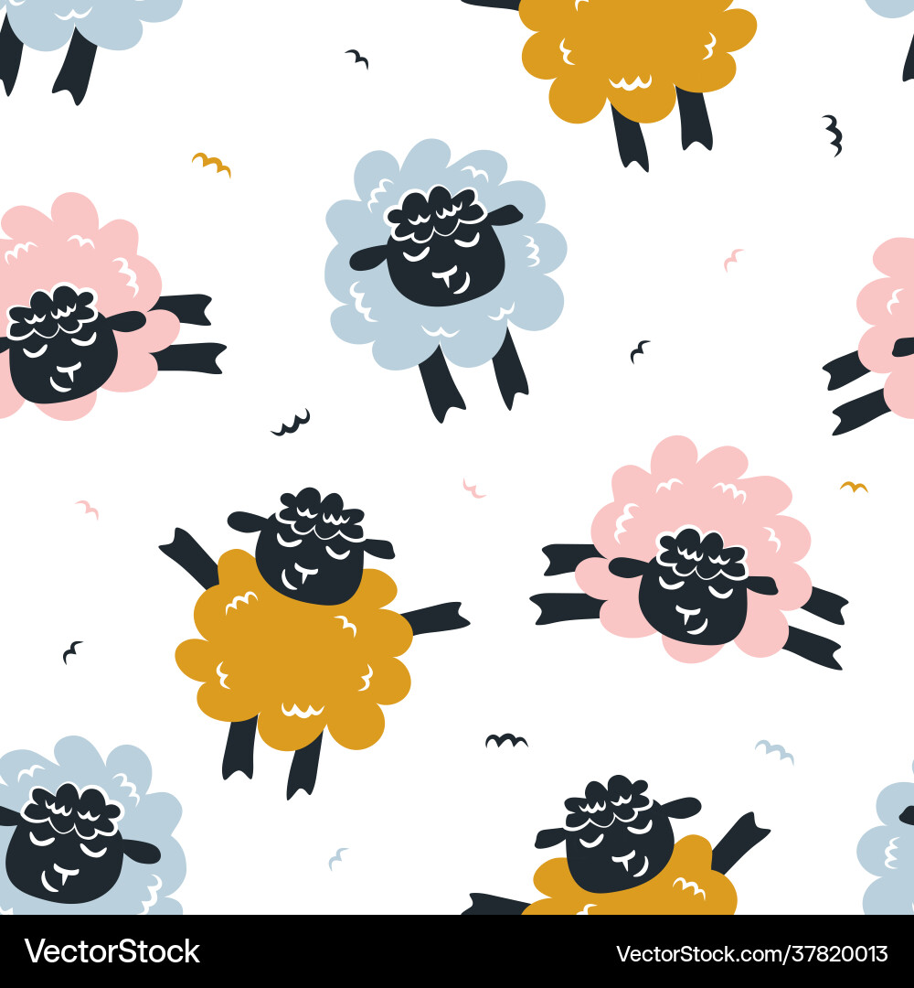 Childish seamless pattern with cute sheep Childish seamless pattern with cute sheep vector image