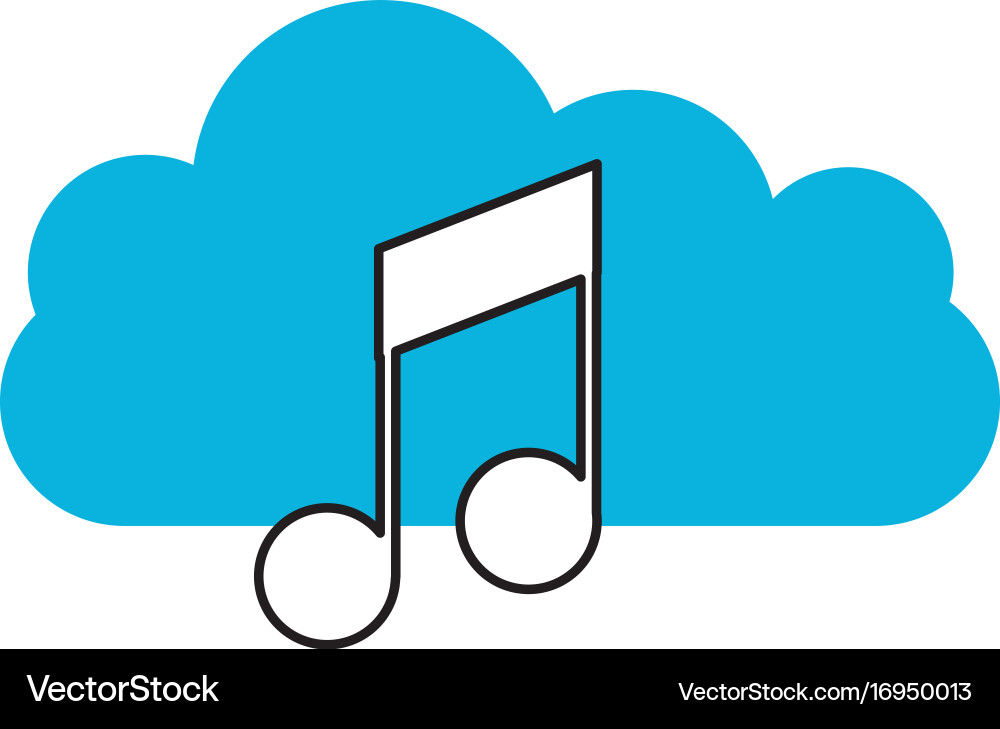 Cloud computing with music note isolated icon Vector Image
