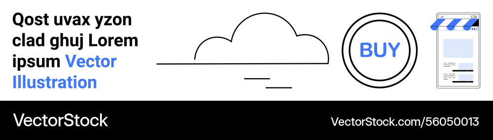 Cloud with call-to-action button and digital card vector image