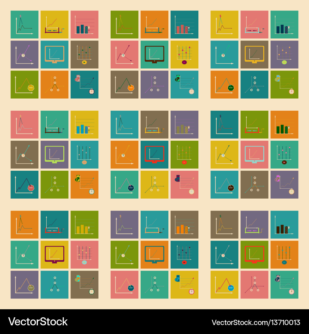 Concept of stylish flat design icons graph Vector Image