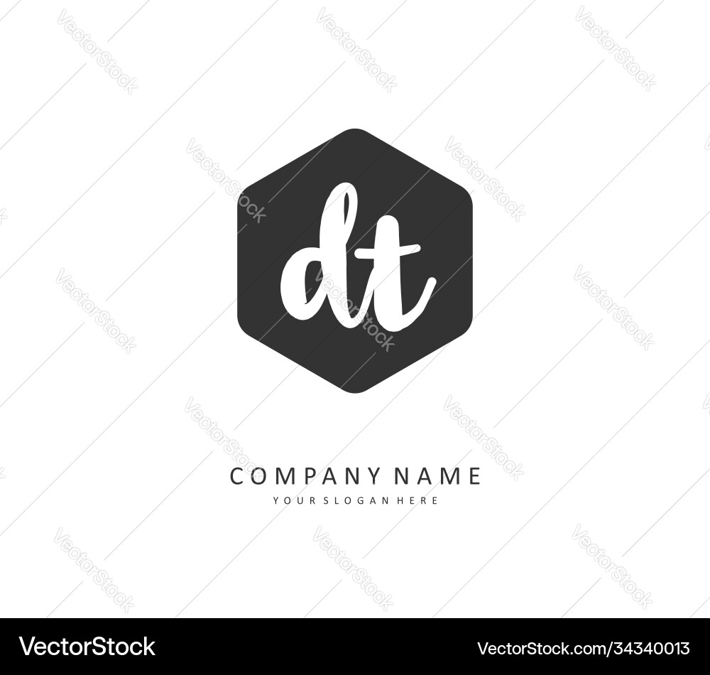 D t dt initial letter handwriting and signature Vector Image