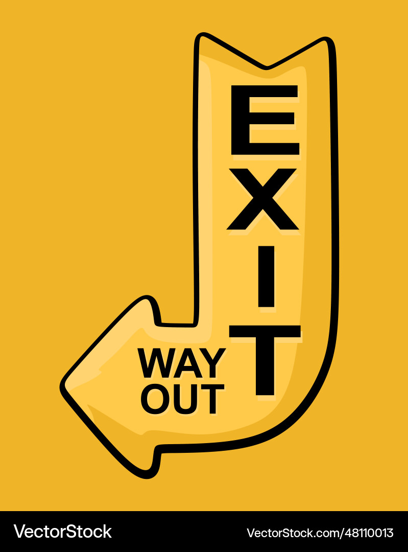 Exit wayout with yellow background Exit wayout with yellow background vector image