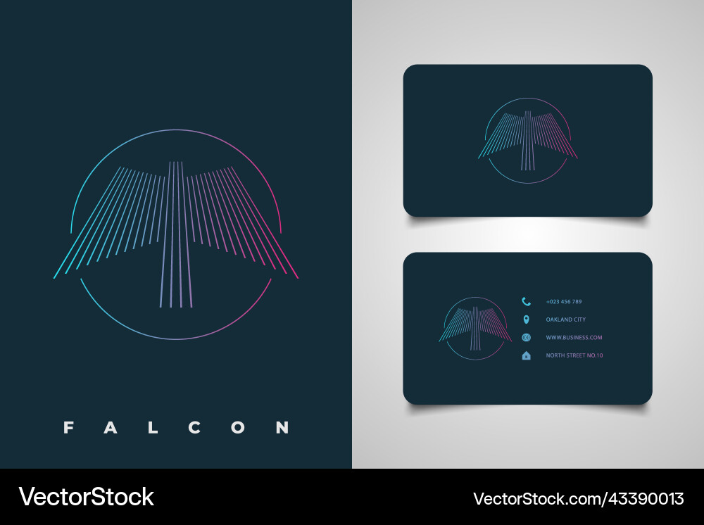 Falcon logo in line style with colorful gradient Vector Image