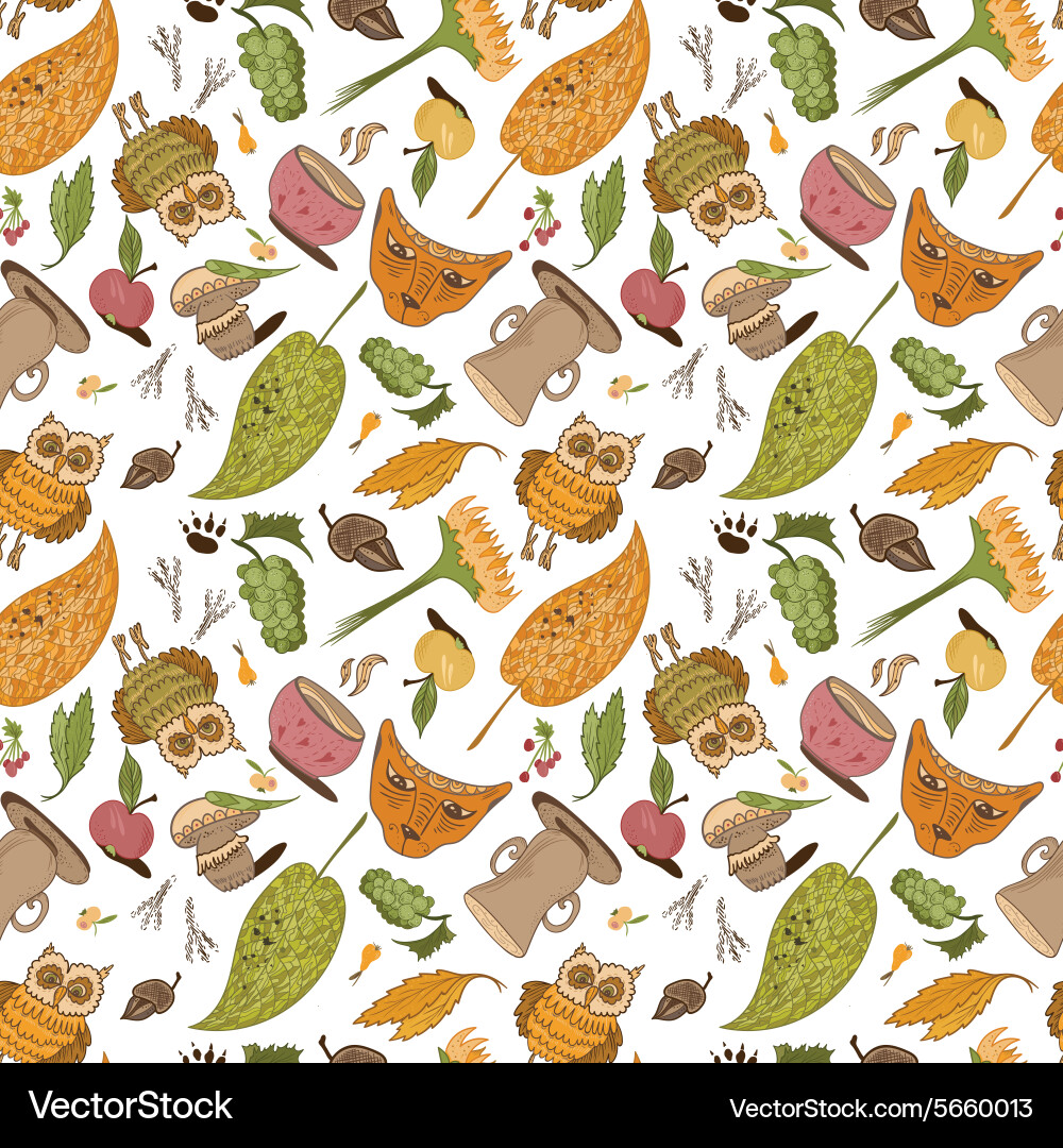 Fall sketch pattern Vector Image