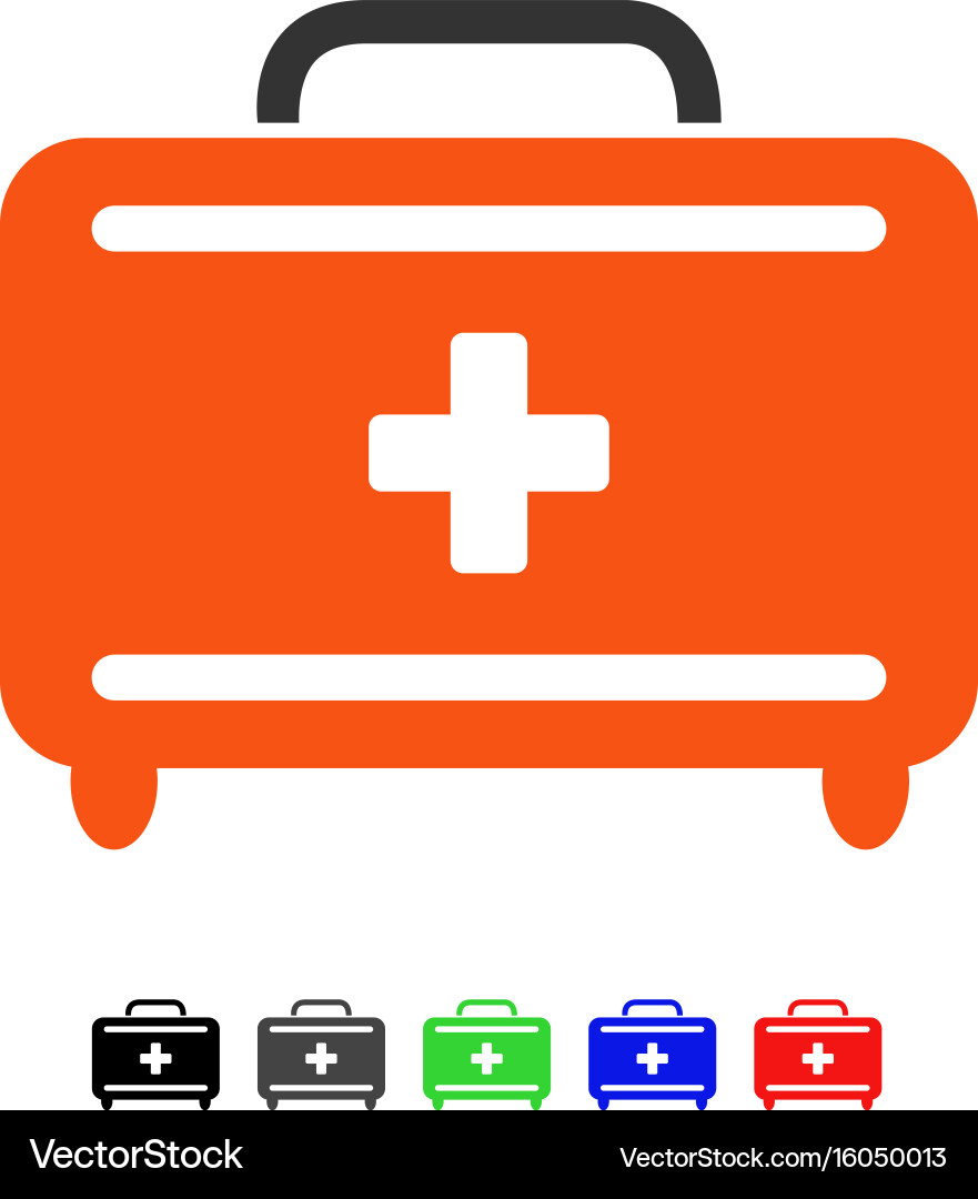 First aid toolkit flat icon Royalty Free Vector Image