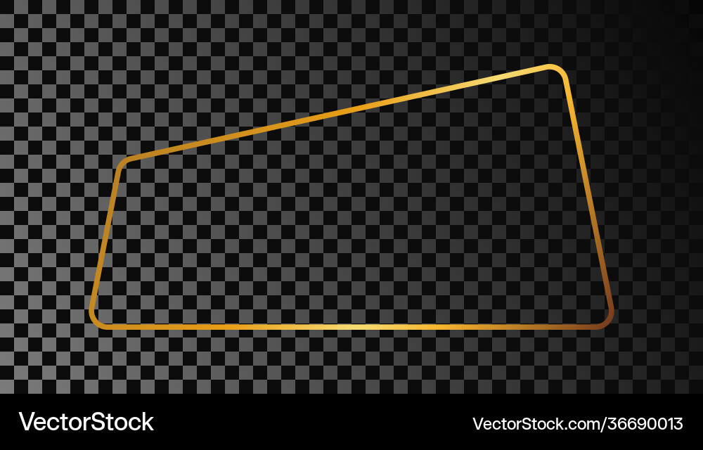 Gold glowing rounded trapezoid shape frame Vector Image