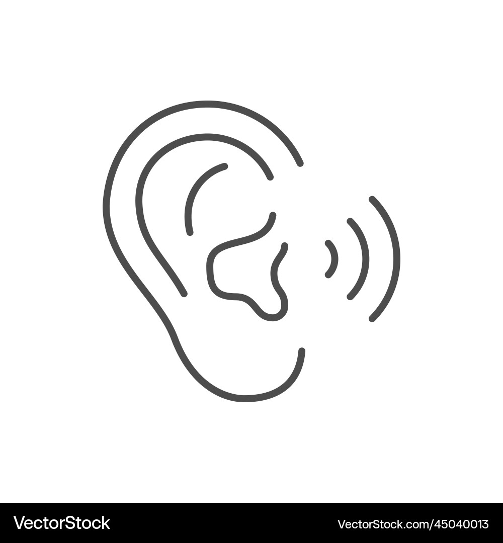 Human hearing line outline icon vector image