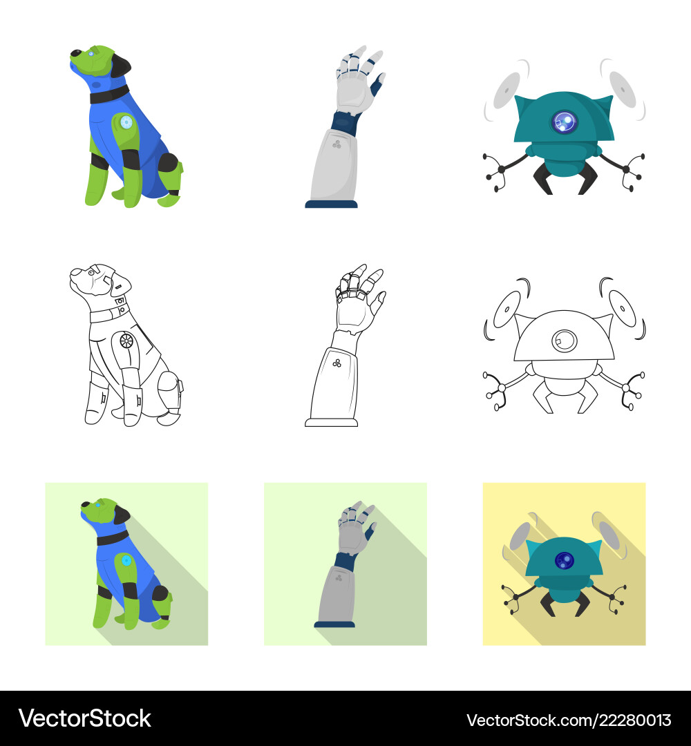 Isoliertes Objekt von Roboter und Fabrikzeichensatz Isoliertes Objekt von Roboter und Fabrikzeichensatz vektorbild