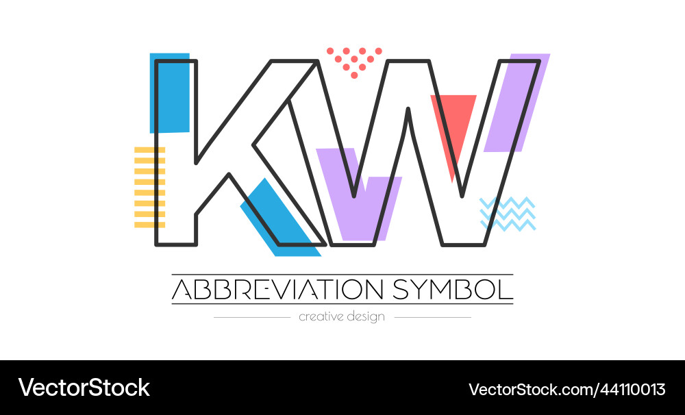 Letters k and w merging of two initials vector image