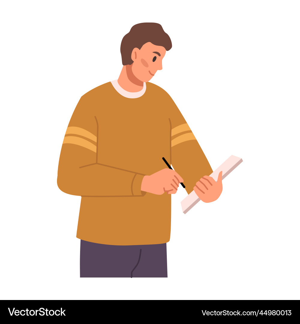Man instructor making note writing paper document Man instructor making note writing paper document vector image