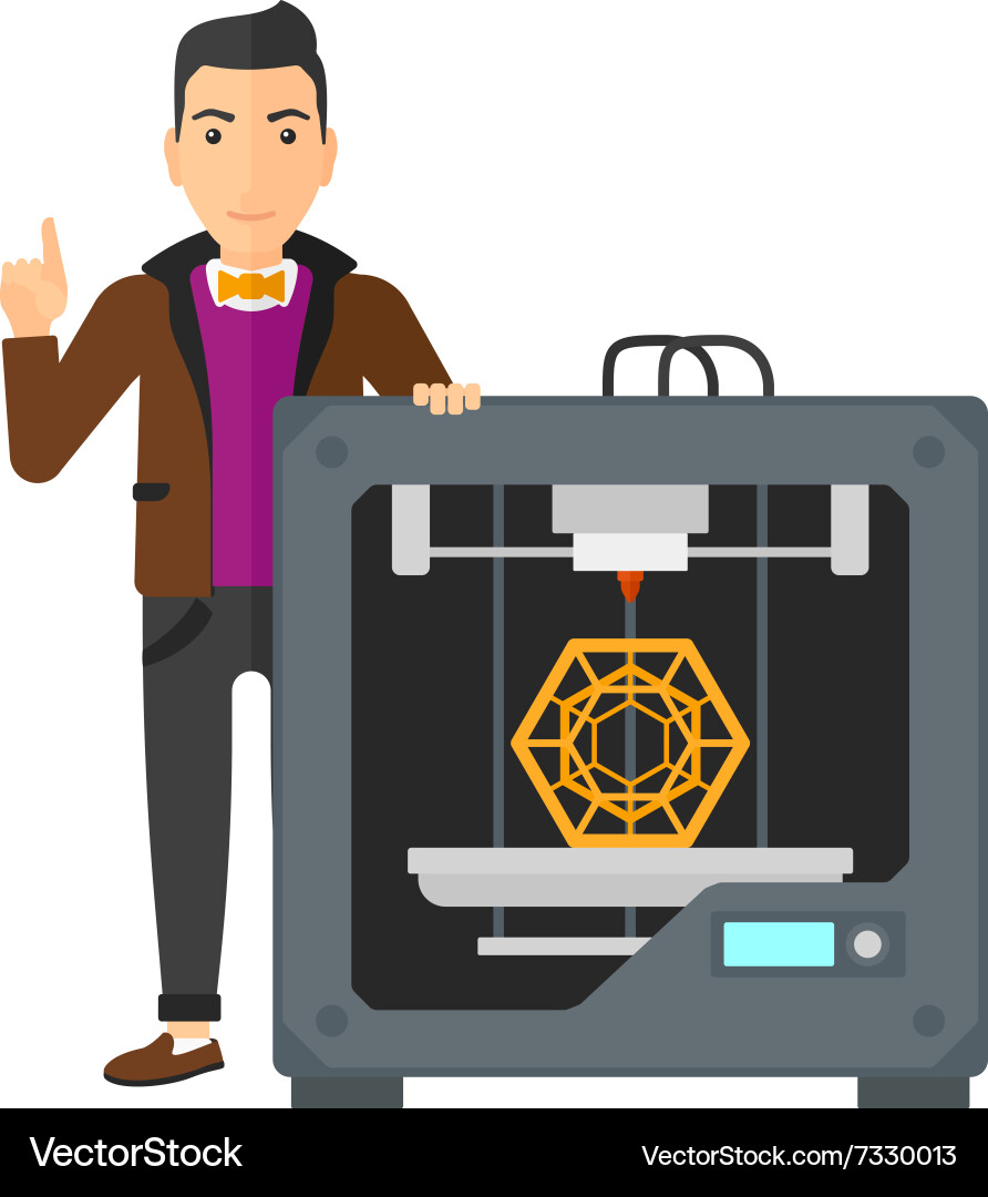 Man with three d printer vector image