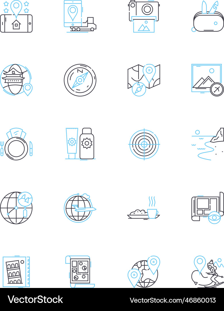 Metadata linear icons set structured standards Vector Image