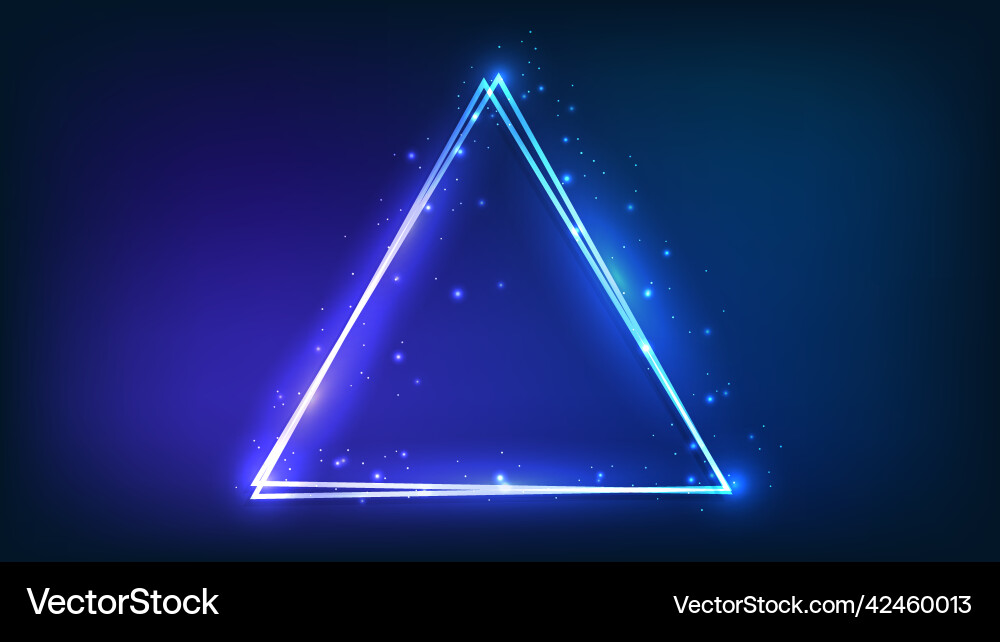 Neon double triangular frame with shining effects Neon double triangular frame with shining effects vector image