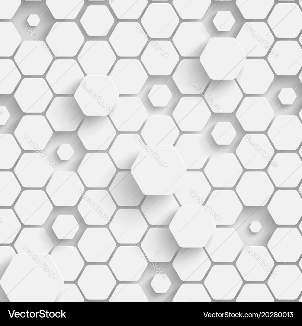 Paper hexagon background with drop shadows vector image