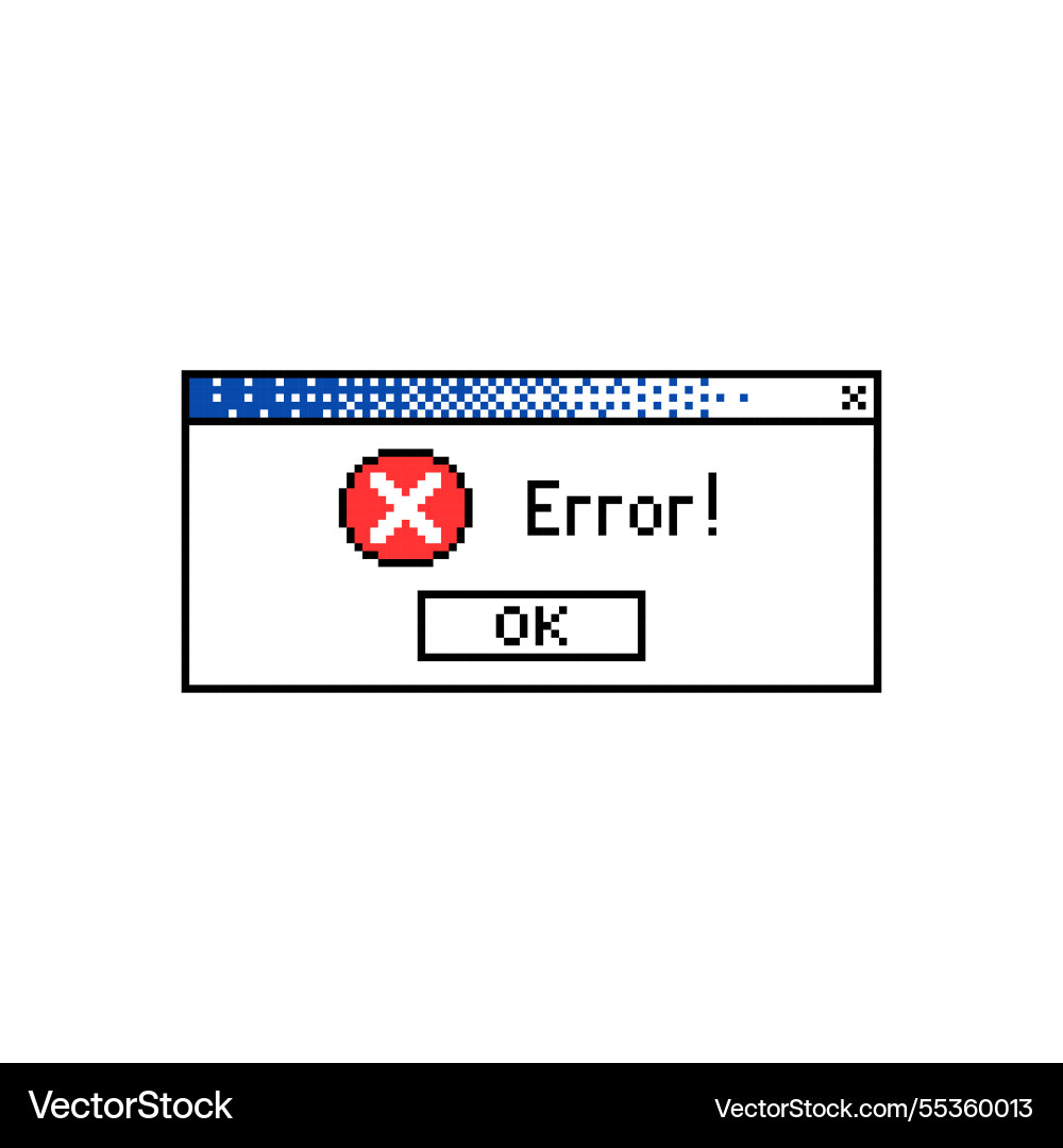 Retro error message in pixel style old Retro error message in pixel style old vector image