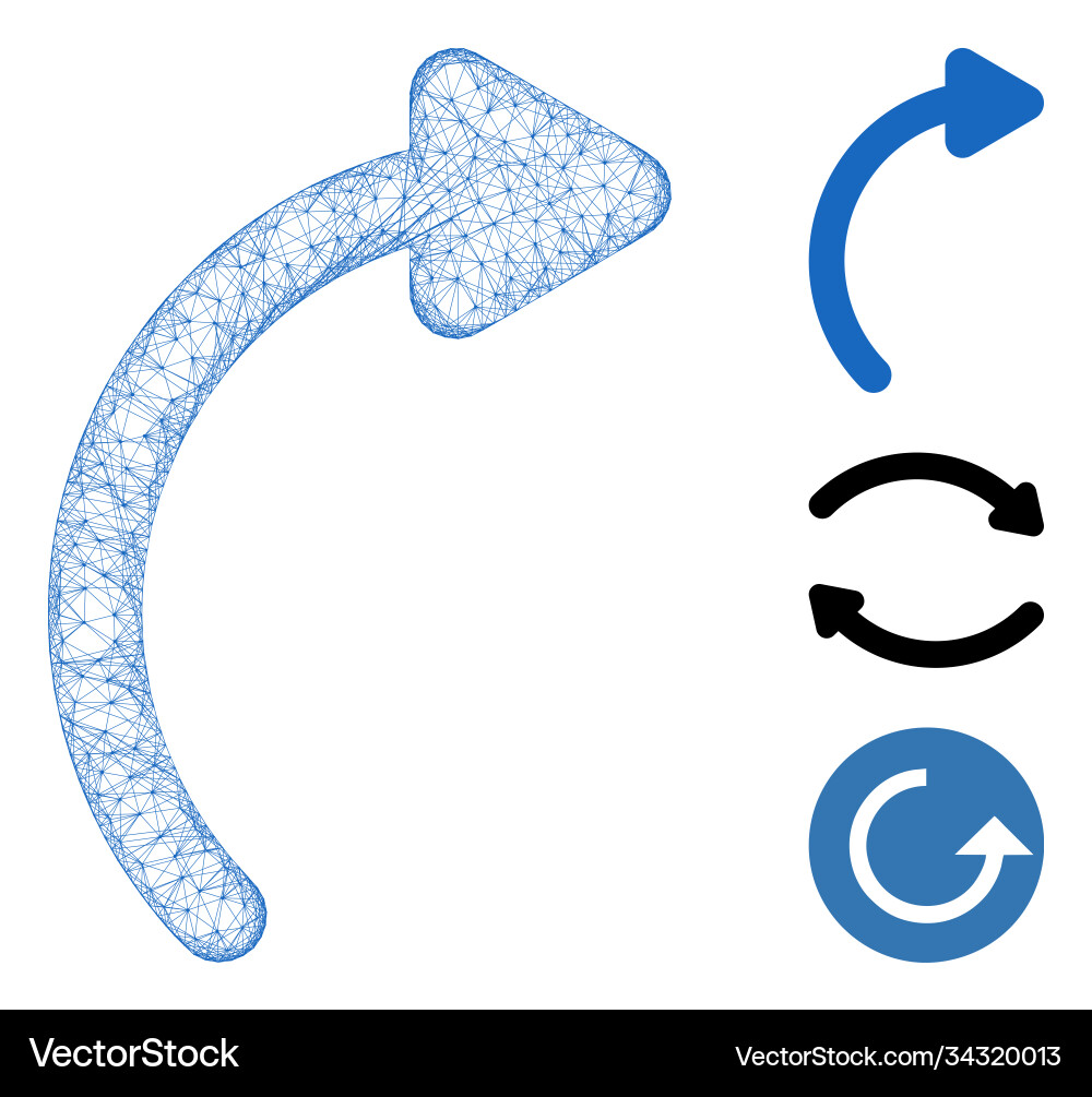 Rotate right polygonal web mesh Rotate right polygonal web mesh vector image