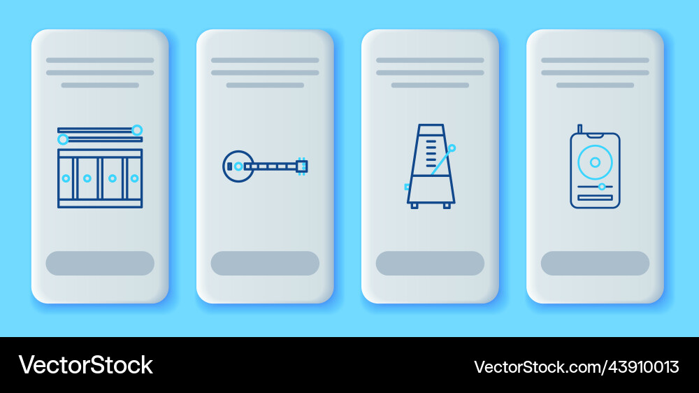 Set line banjo metronome with pendulum in motion Set line banjo metronome with pendulum in motion vector image