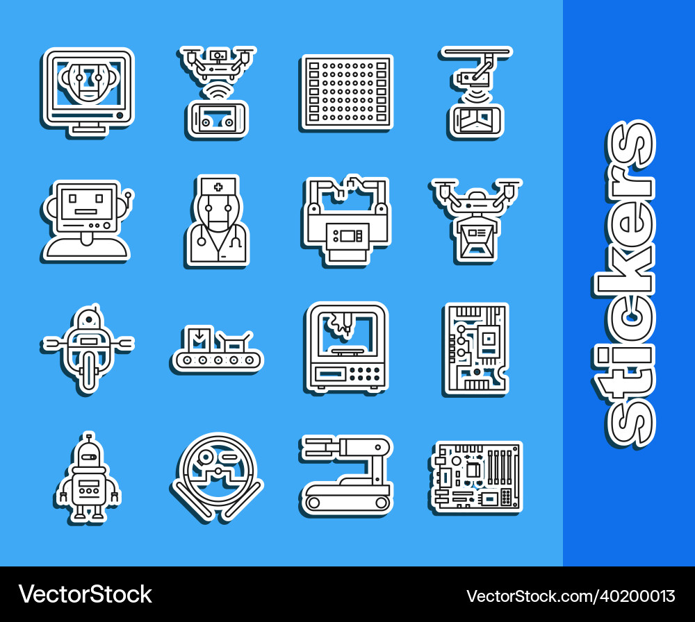 Set line electronic computer components Set line electronic computer components vector image