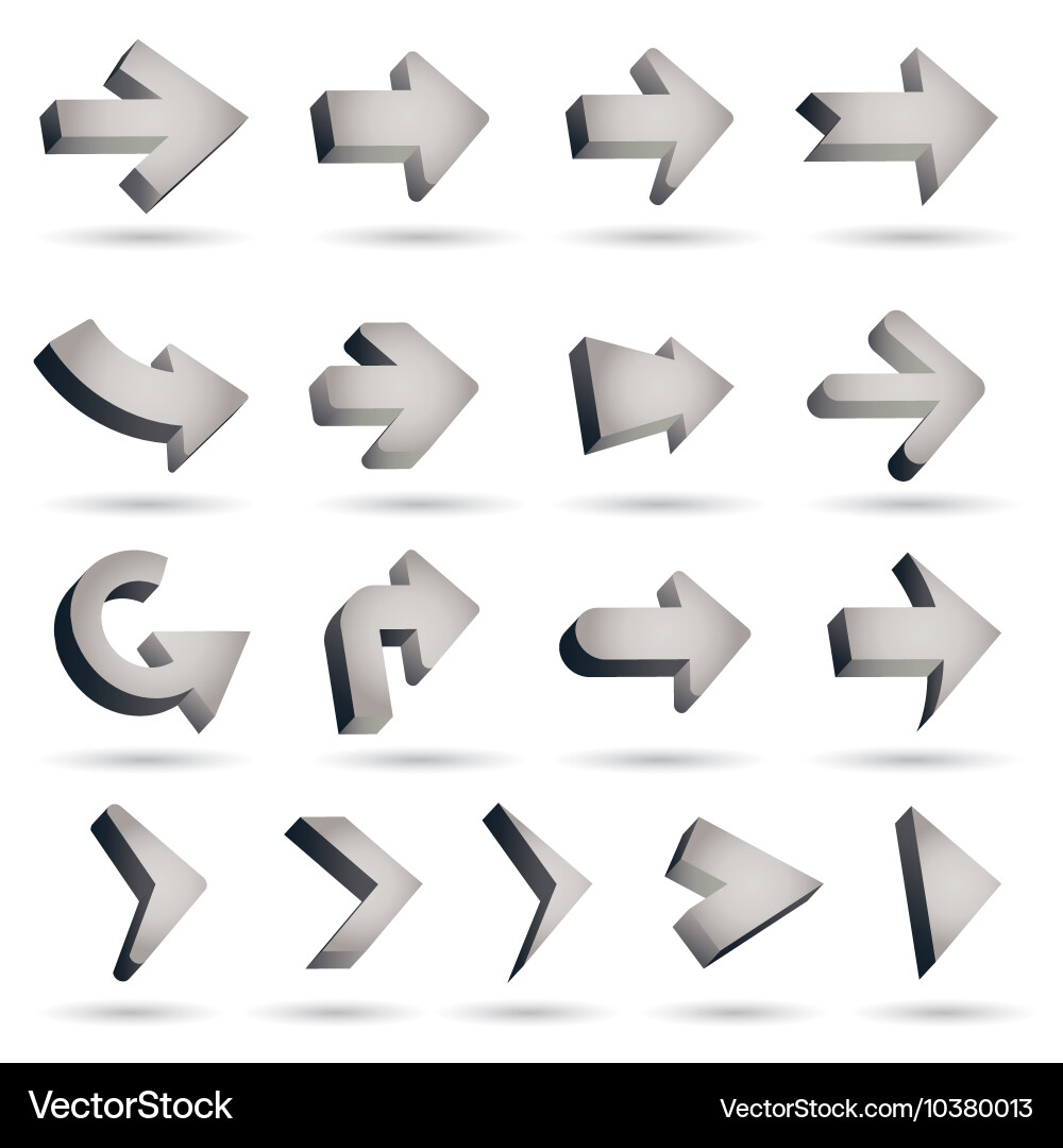 Set of icons pointer arrows 3d vector image