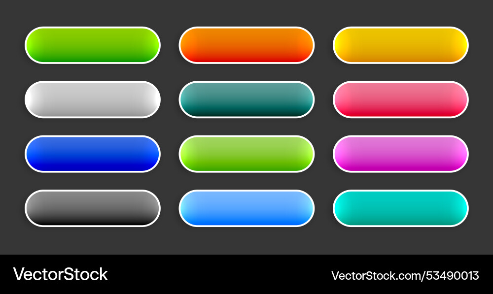 Set of rectangle shape web button element sign Vector Image