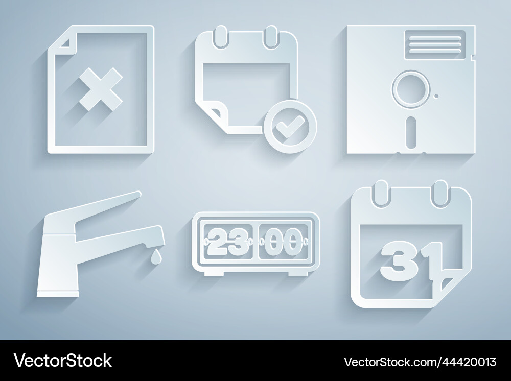 Set retro flip clock floppy disk in the 525-inch Set retro flip clock floppy disk in the 525-inch Vector Image