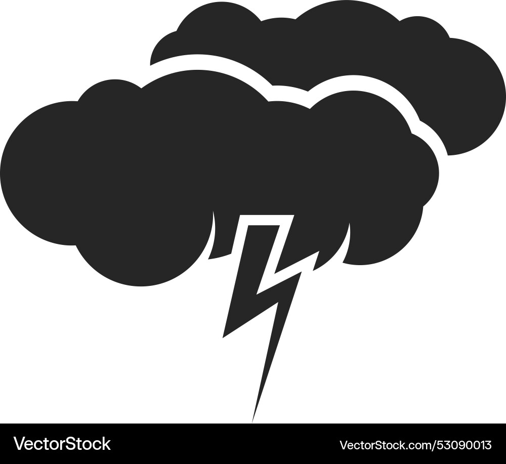 Thunderstorm black icon cloud with lightning bolt Vector Image