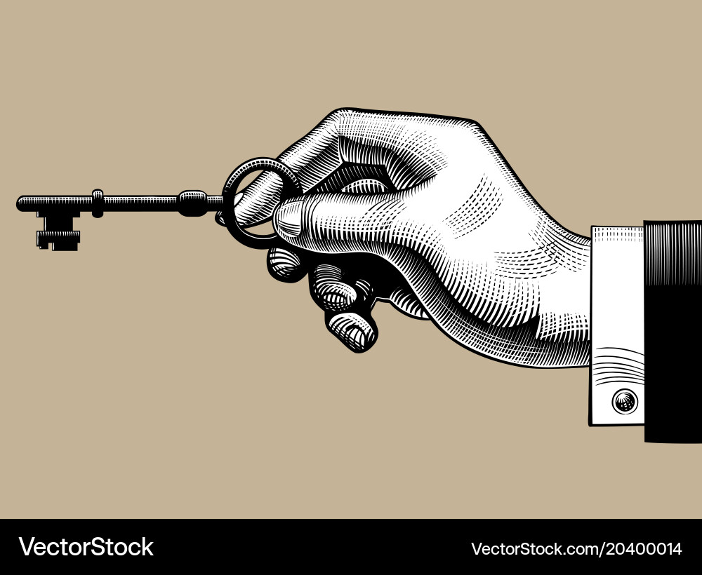 Antique Key and Hand Royalty Free Vector Image