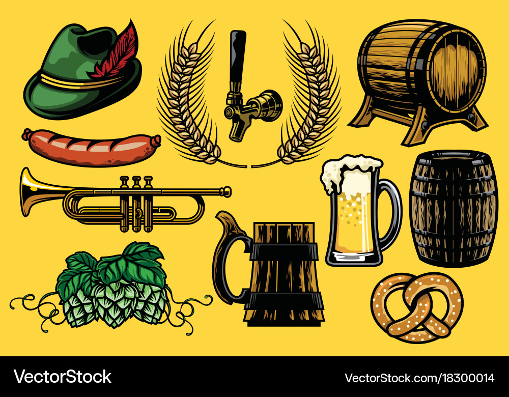 Beer element set in color version Vector Image