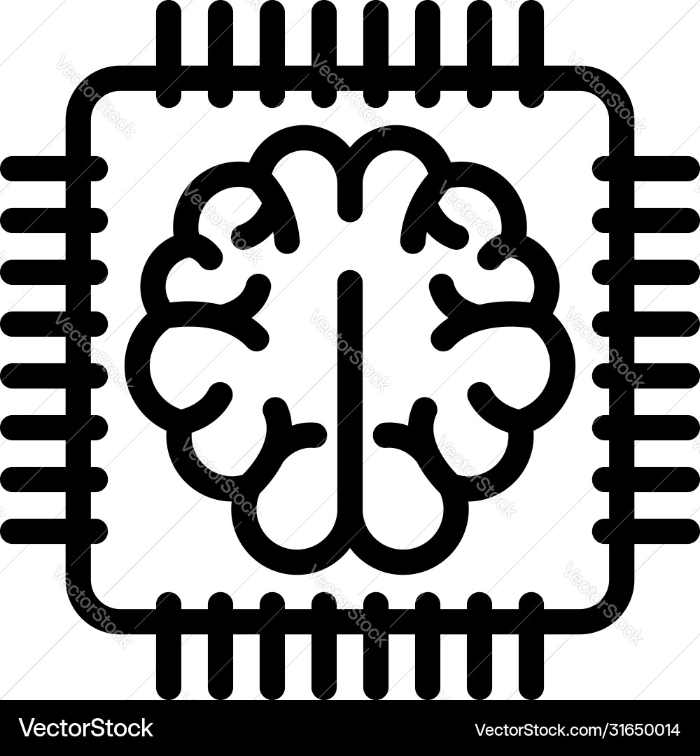 Brain communication processor icon outline style Brain communication processor icon outline style vector image